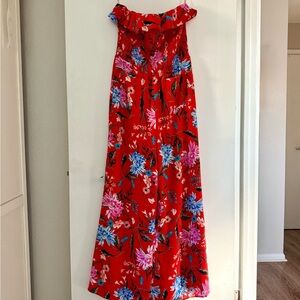 ALI & JAY Strapless Jumpsuit in Red Floral